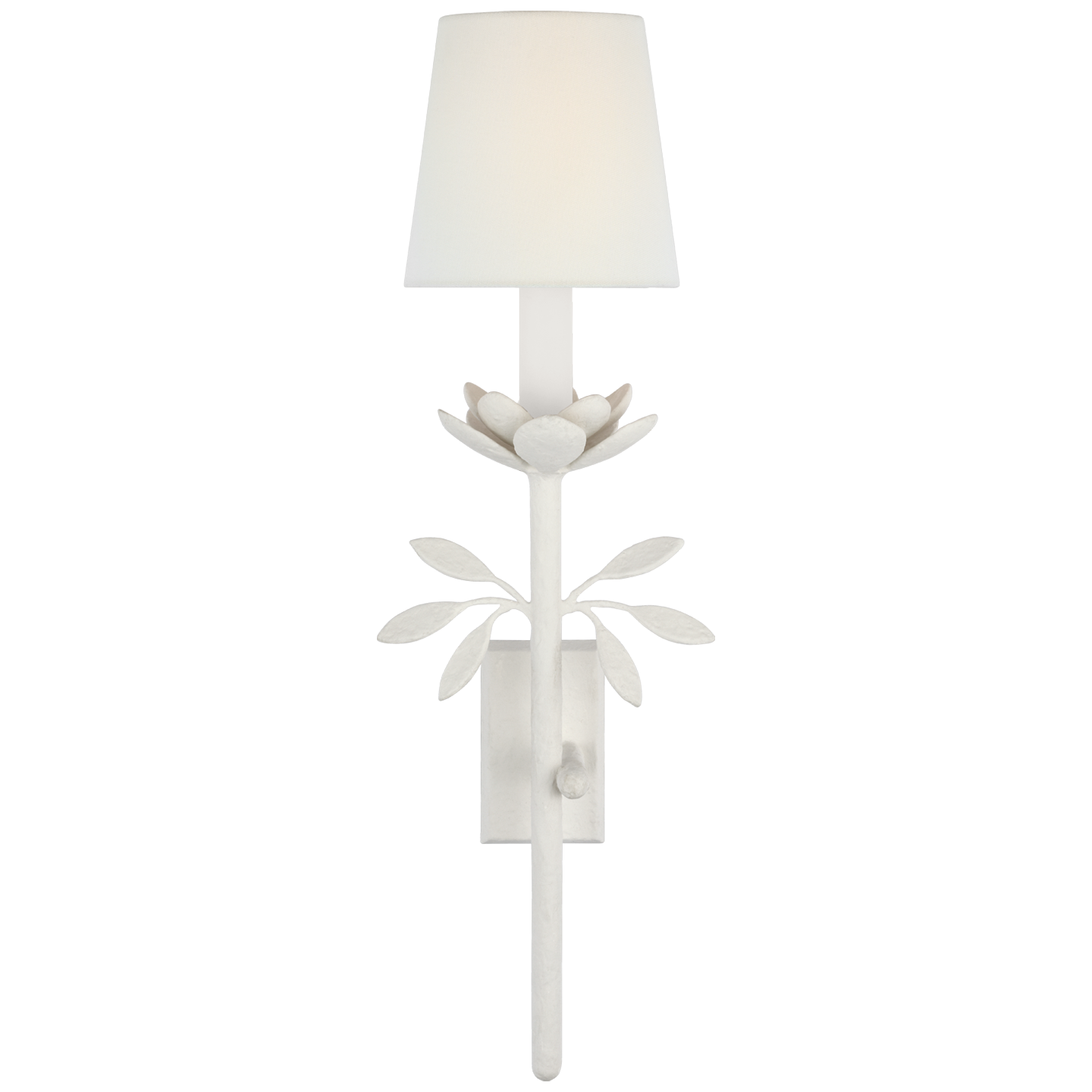Clementine 22" Tail Sconce in Plaster White with Linen Shade