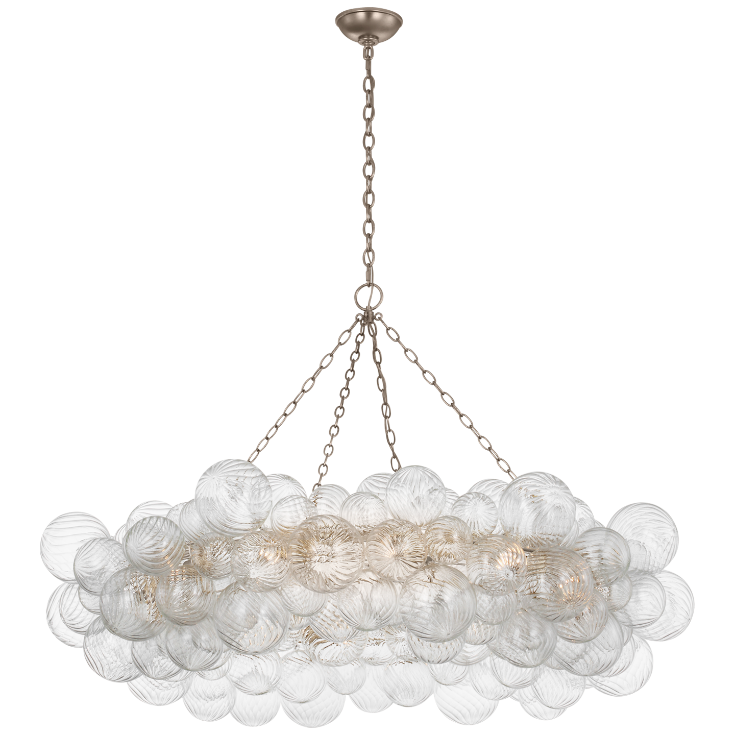 Talia 54" Ring Chandelier in Burnished Silver Leaf and Clear Swirled Glass