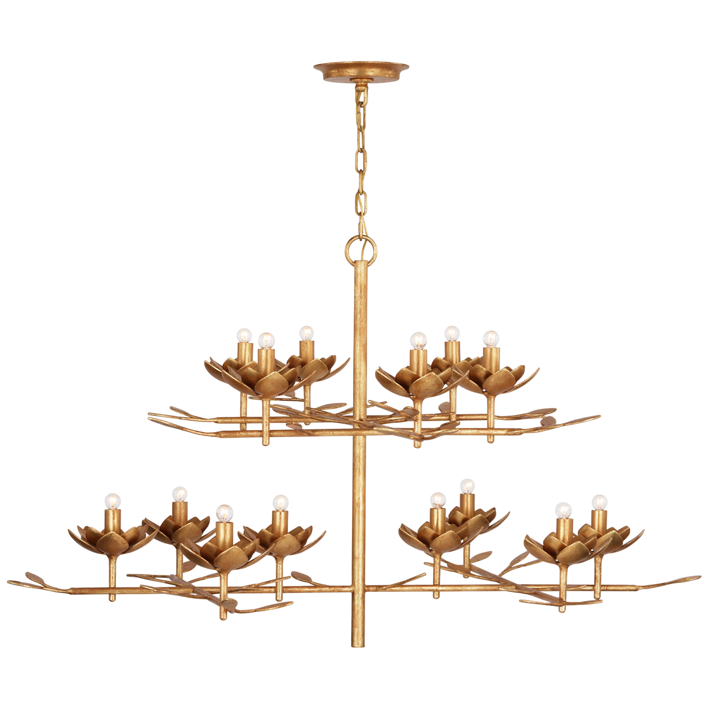 Clementine 53" Tiered Chandelier in Antique Gold Leaf