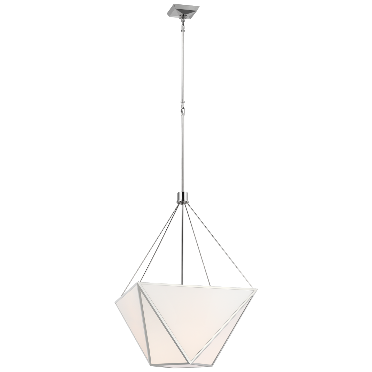 Lorino Large Lantern in Polished Nickel with White Glass