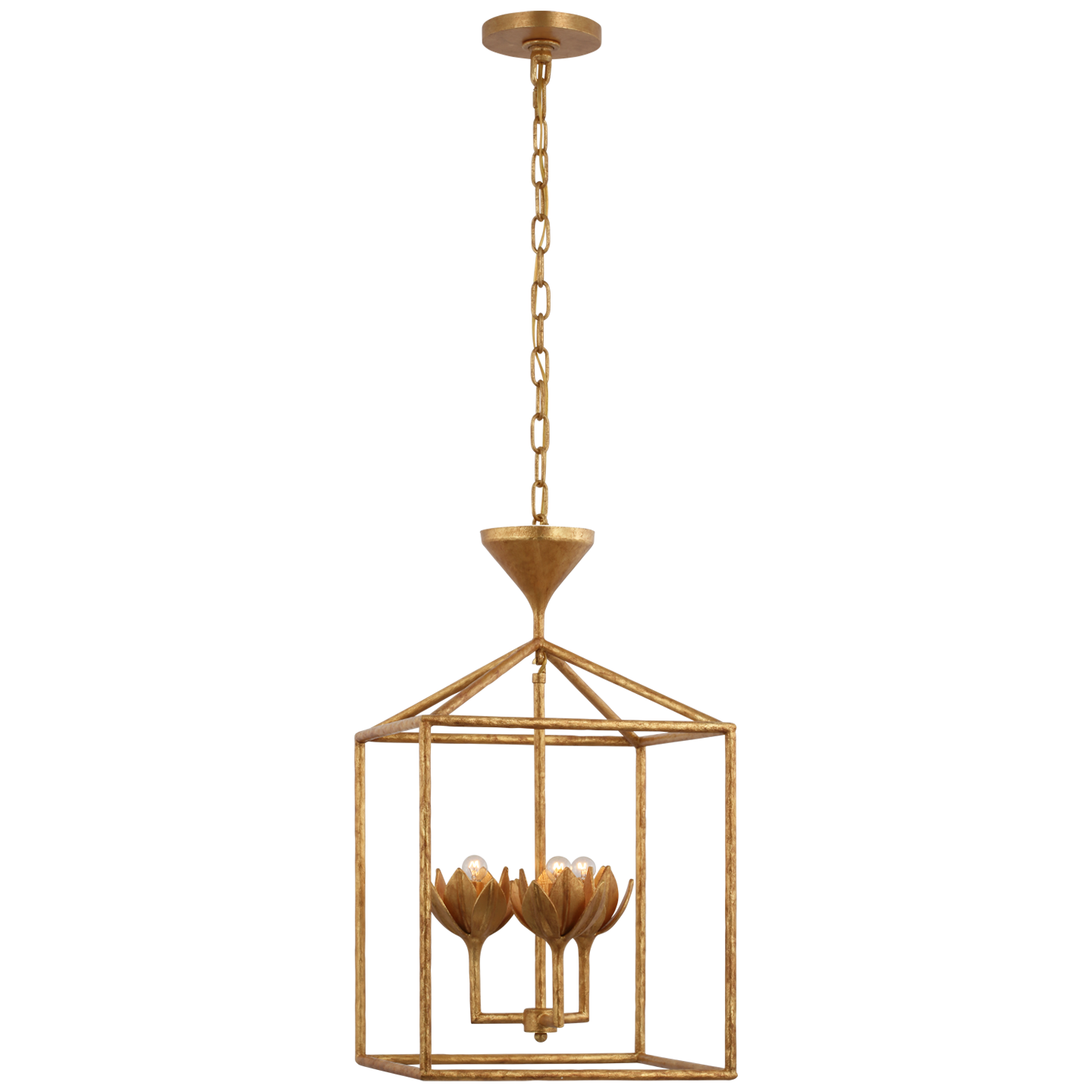 Alberto Small Open Cage Lantern in Antique Gold Leaf