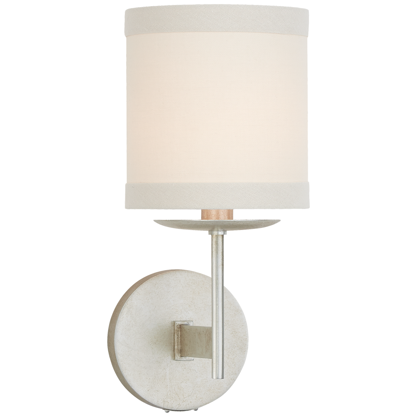 Walker Small Sconce in Burnished Silver Leaf with Cream Linen Shade