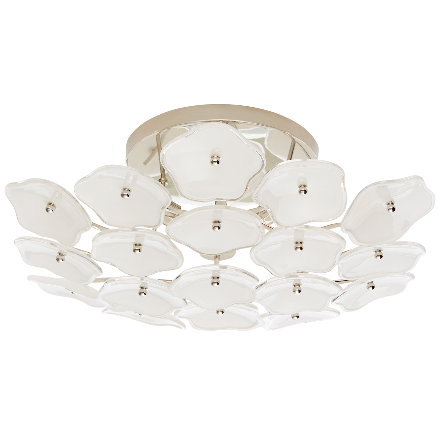 Leighton Medium Flush Mount in Polished Nickel with Cream Tinted Glass