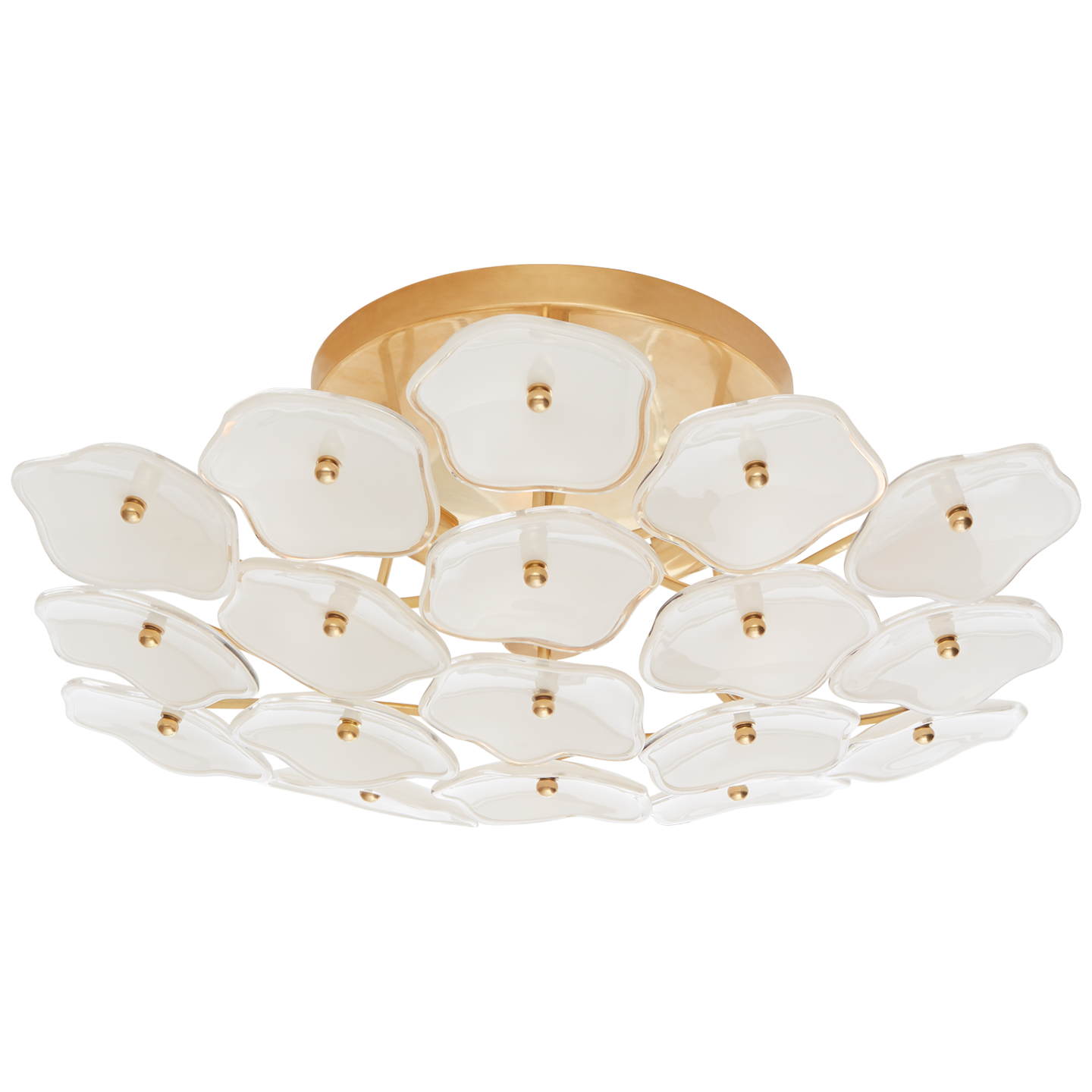 Leighton Medium Flush Mount in Soft Brass with Cream Tinted Glass