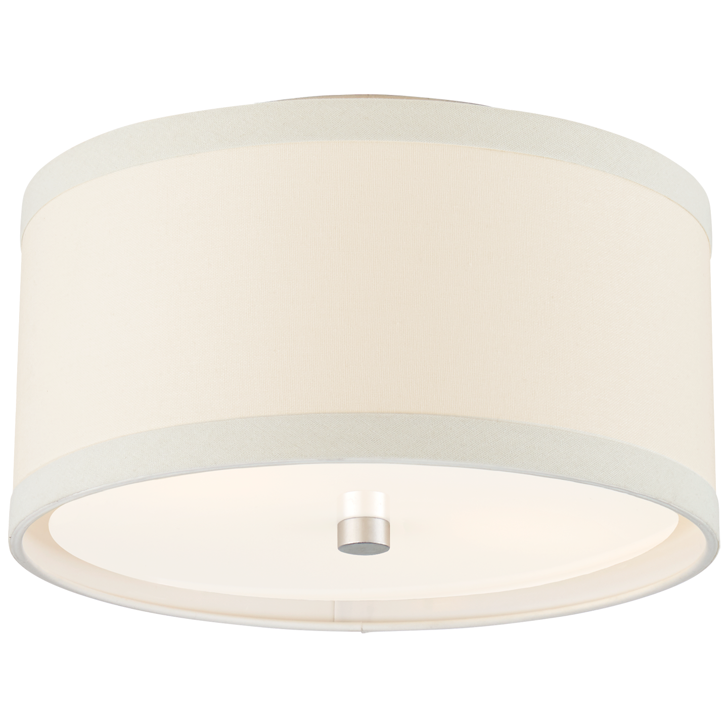 Walker Small Flush Mount in Burnished Silver Leaf with Cream Linen Shade