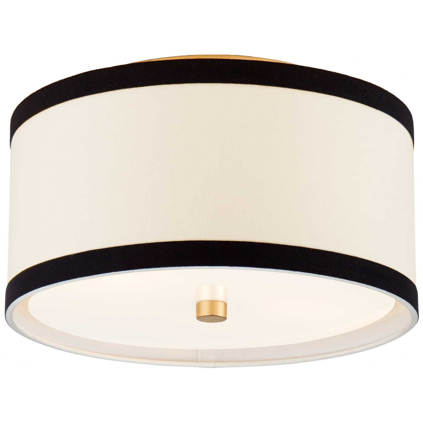 Walker Small Flush Mount in Gild with Cream Linen with Black Linen Trim