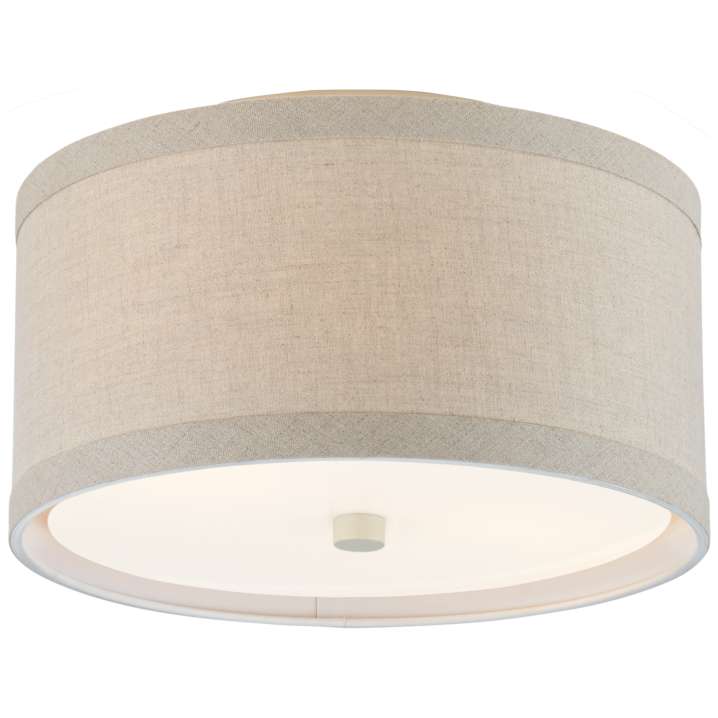 Walker Small Flush Mount in Light Cream with Natural Linen Shade