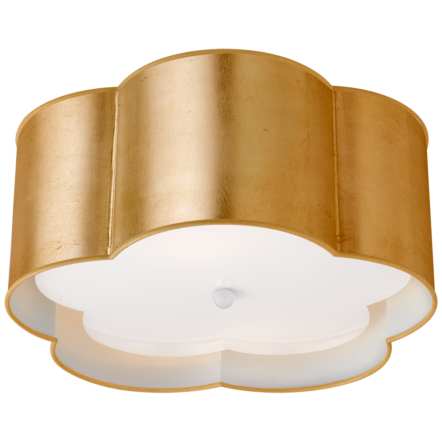 Bryce Medium Flush Mount in Gild and White with Frosted Acrylic Diffuser