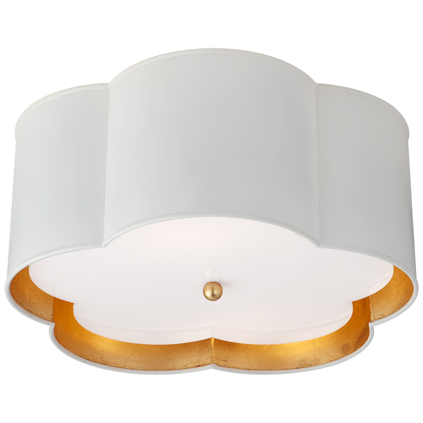 Bryce Medium Flush Mount in White and Gild with Frosted Acrylic Diffuser