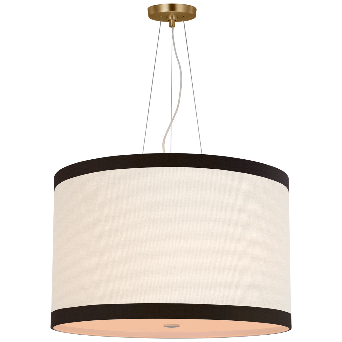 Walker Medium Hanging Shade in Gild with Cream Linen Shade with Black Linen Trim