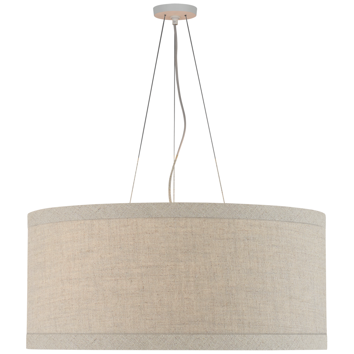 Walker Large Hanging Shade in Light Cream with Natural Linen Shade