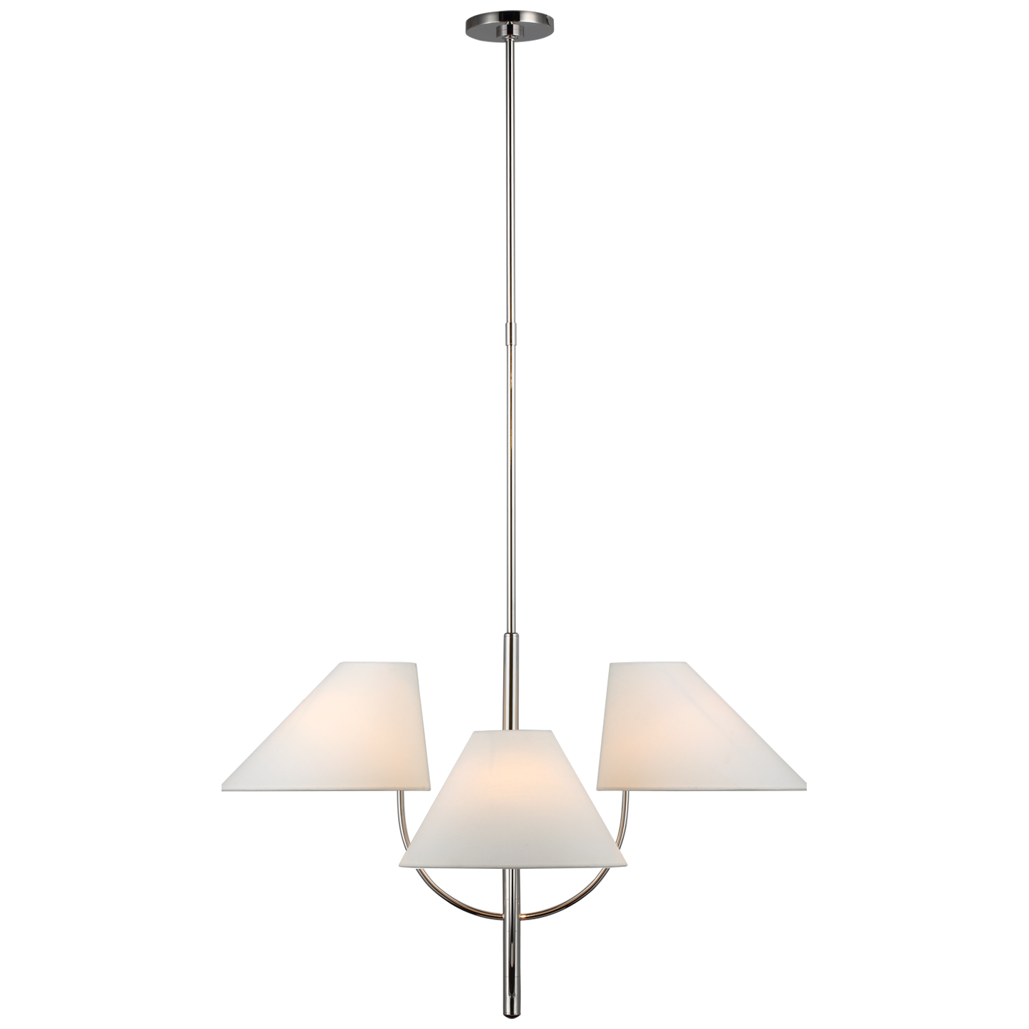 Kinsley Large One-Tier Chandelier in Polished Nickel with Linen Shades