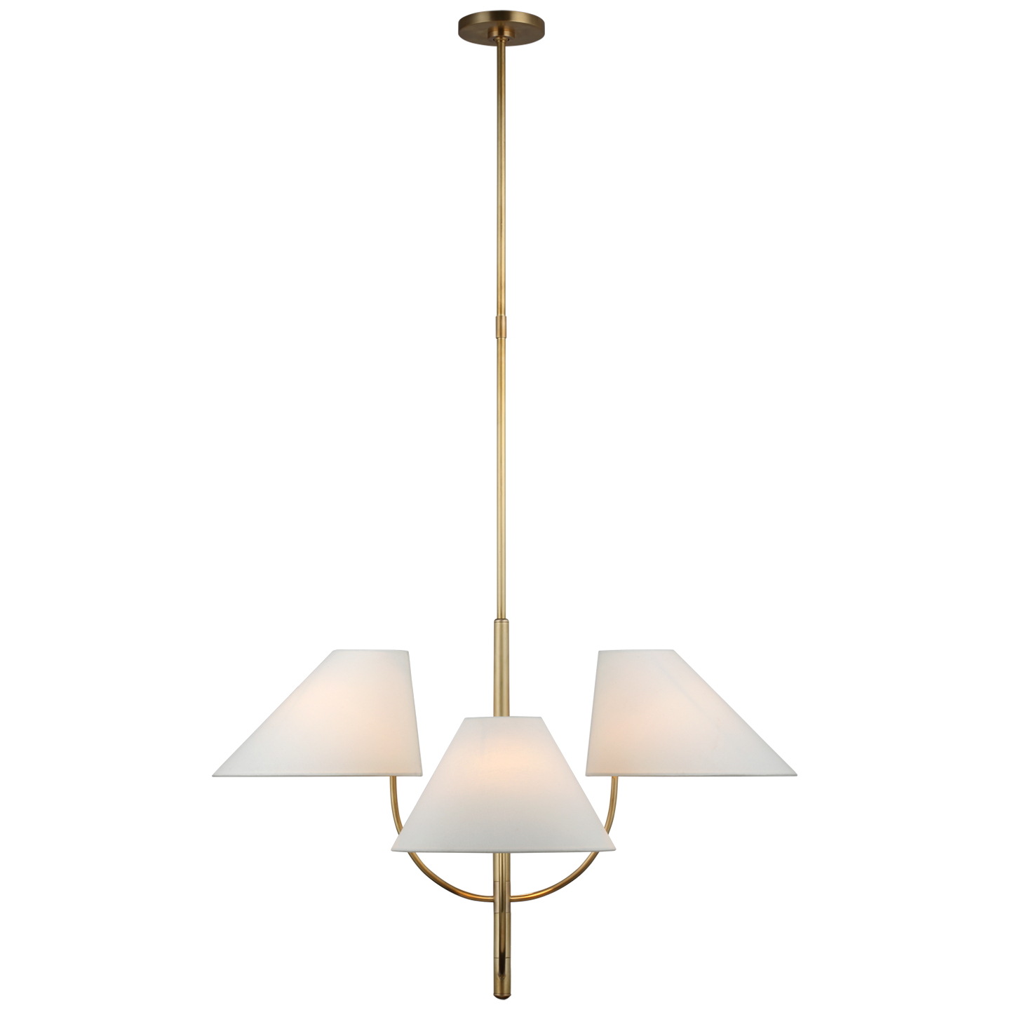 Kinsley Large One-Tier Chandelier in Soft Brass with Linen Shades