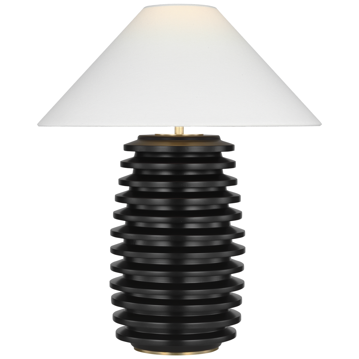 Crenelle 27" Stacked Table Lamp in Ebonized Birch with Linen Shade