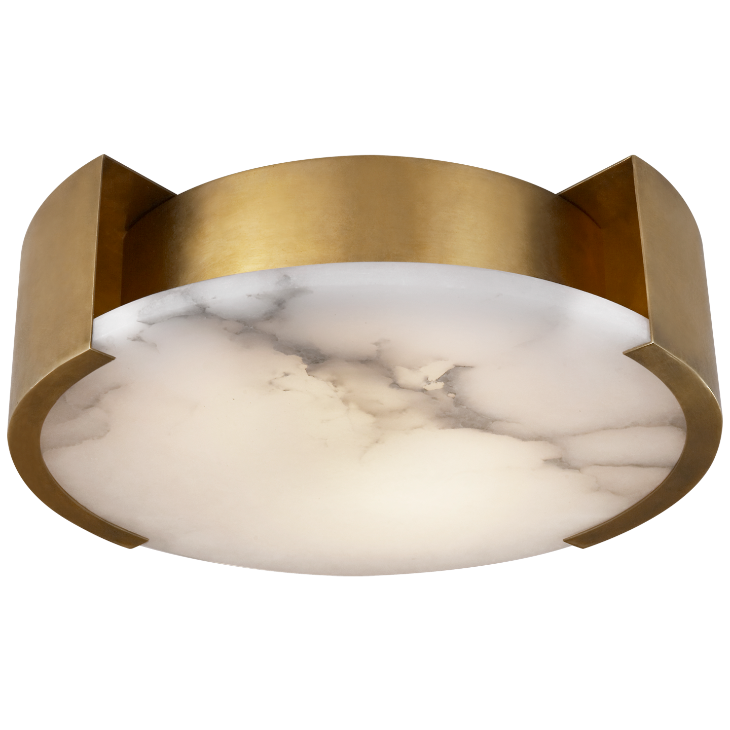 Melange Small Flush Mount in Antique-Burnished Brass with Alabaster