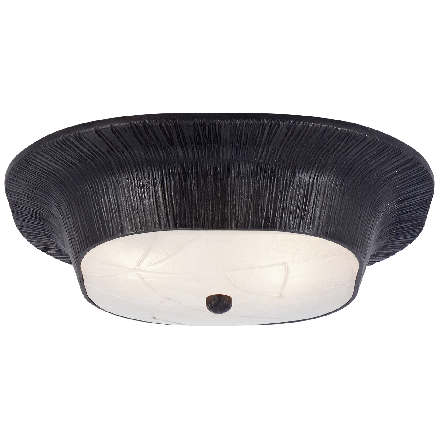 Utopia Round Flush Mount in Aged Iron with Fractured Glass
