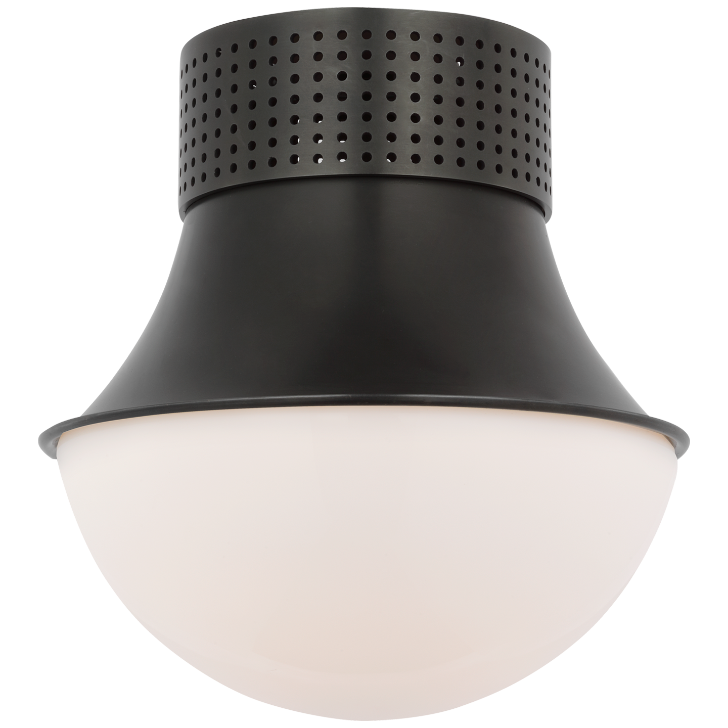 Precision 9" Flush Mount in Bronze with White Glass