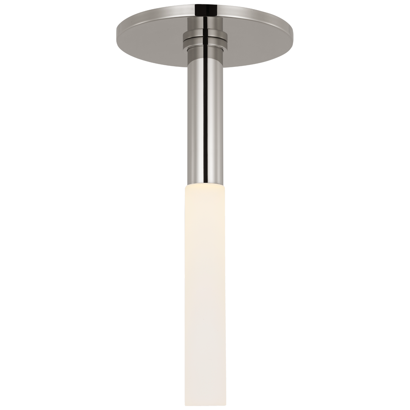Rousseau Monopoint Flush Mount in Polished Nickel with Etched Crystal