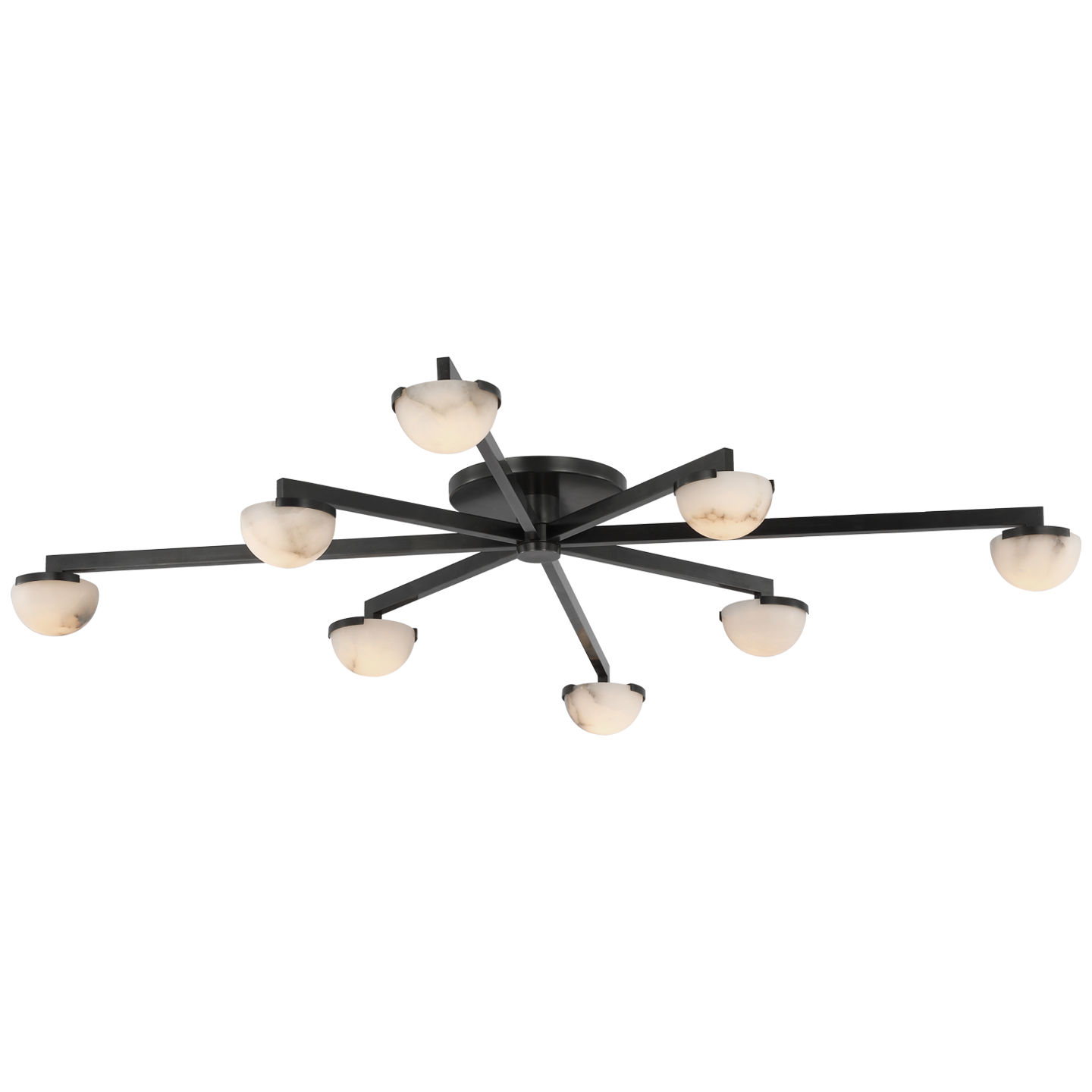 Pedra Extra Large Staggered Arm Flush Mount in Bronze with Alabaster