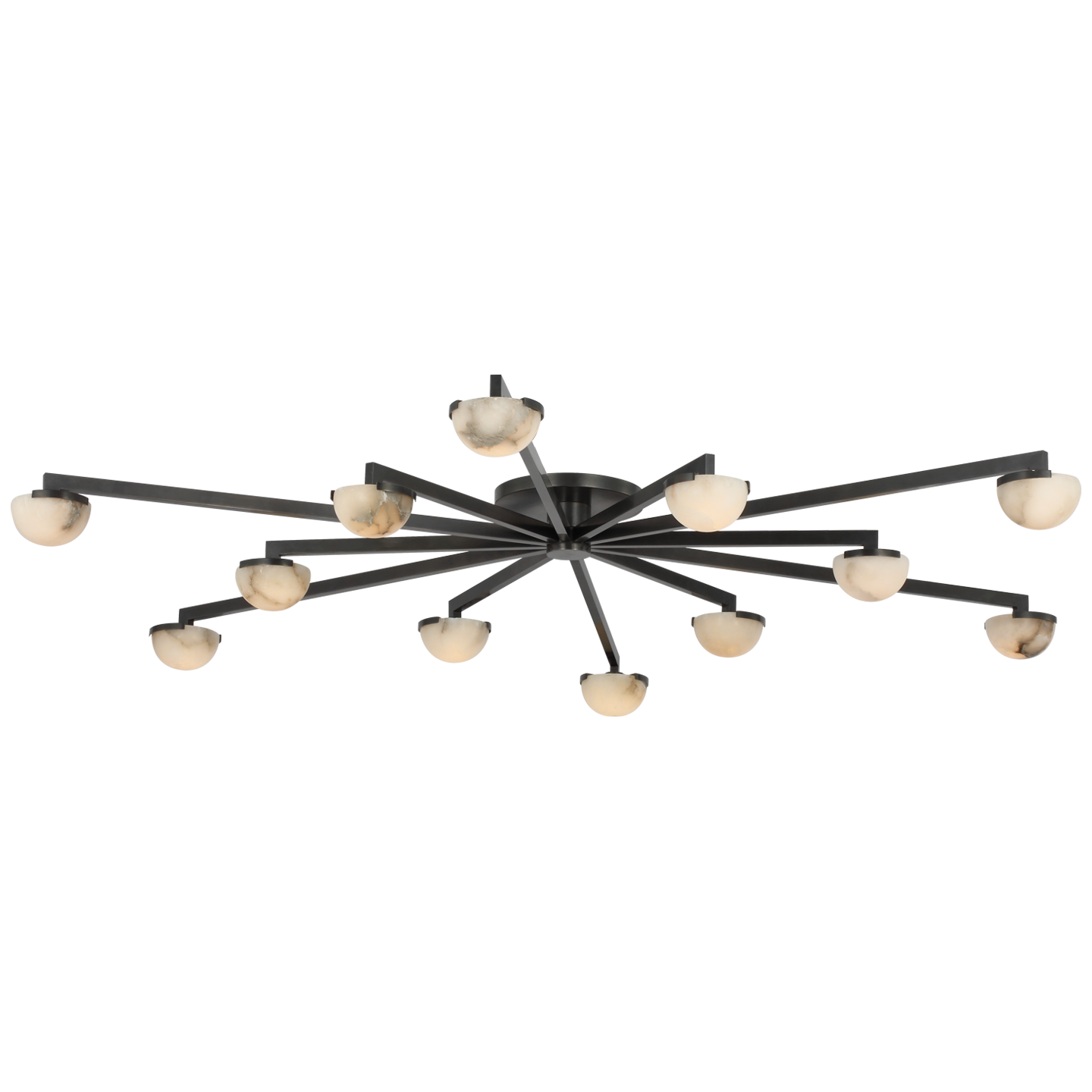 Pedra Grande Staggered Arm Flush Mount in Bronze with Alabaster