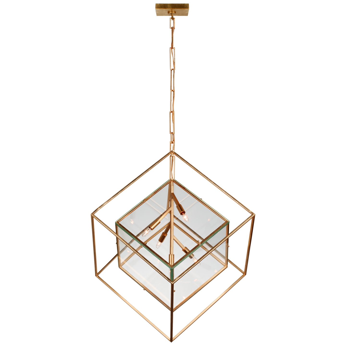 Cubed X-Large Pendant in Gild with Clear Glass