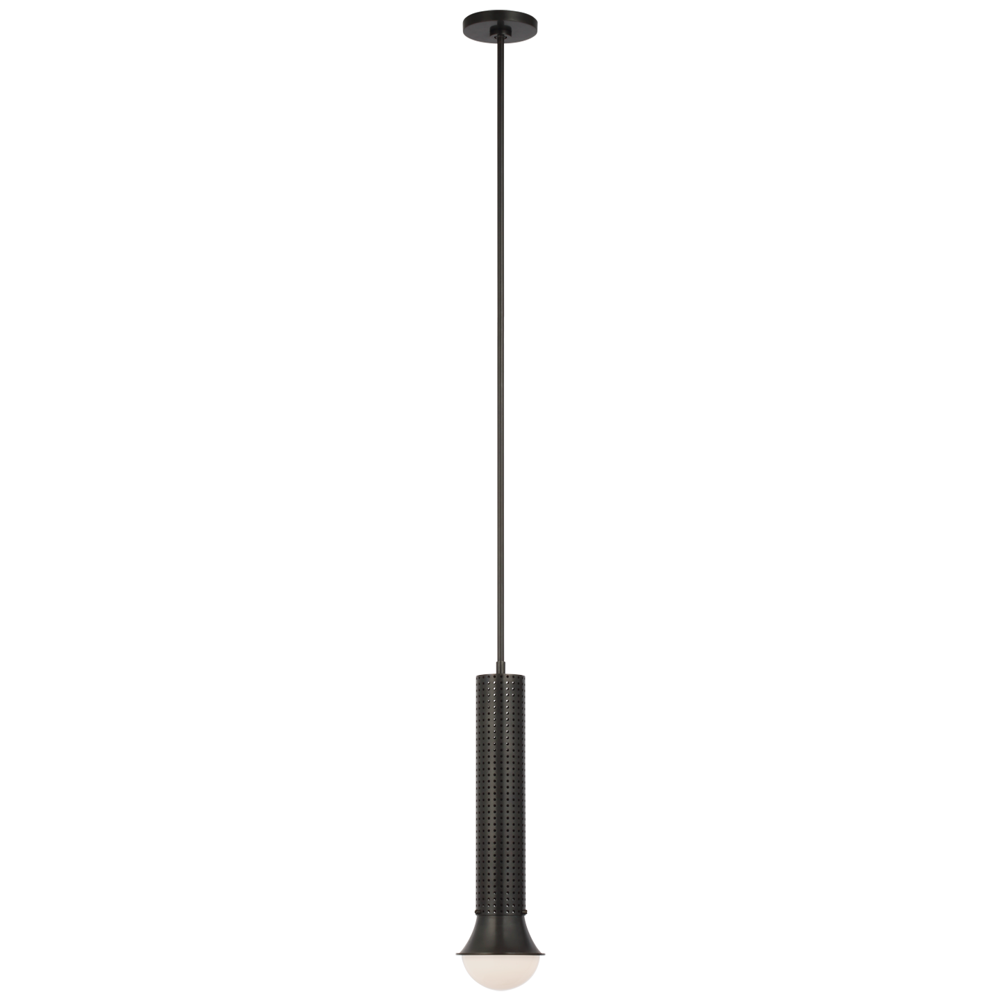 Precision Petite Elongated Pendant in Bronze with White Glass