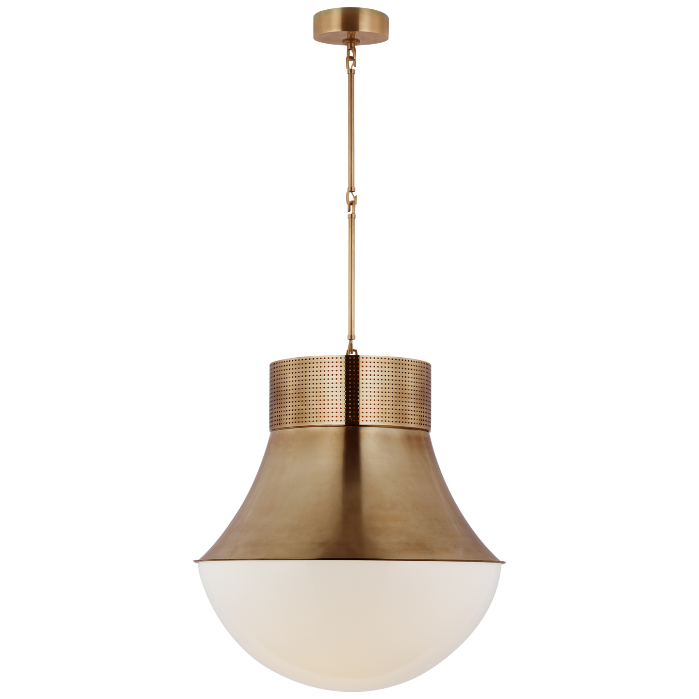 Precision 24" Pendant in Antique-Burnished Brass with White Glass