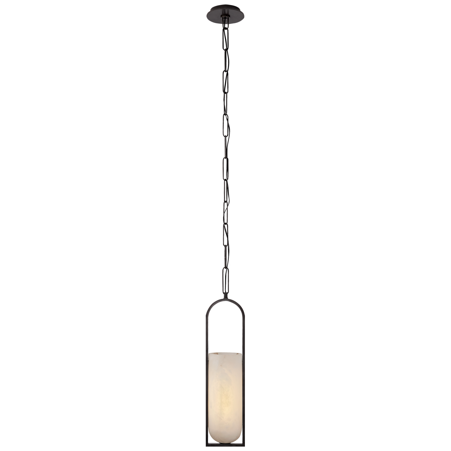 Melange Small Elongated Pendant in Bronze with Alabaster Shade