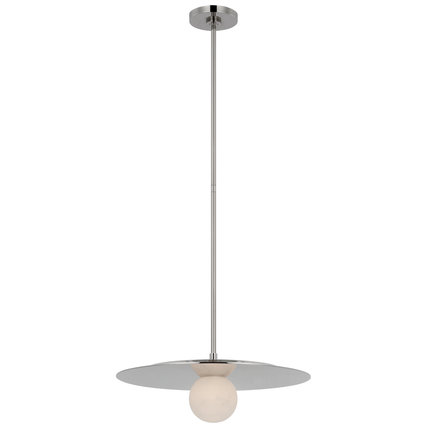 Pertica 18" Disc Pendant in Polished Nickel with Alabaster
