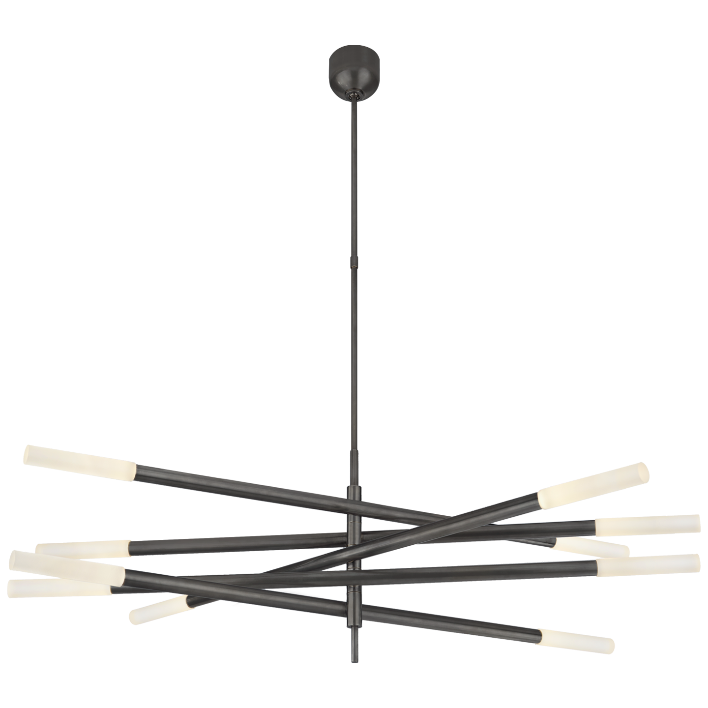 Rousseau Grande Ten Light Articulating Chandelier in Bronze with Etched Crystal