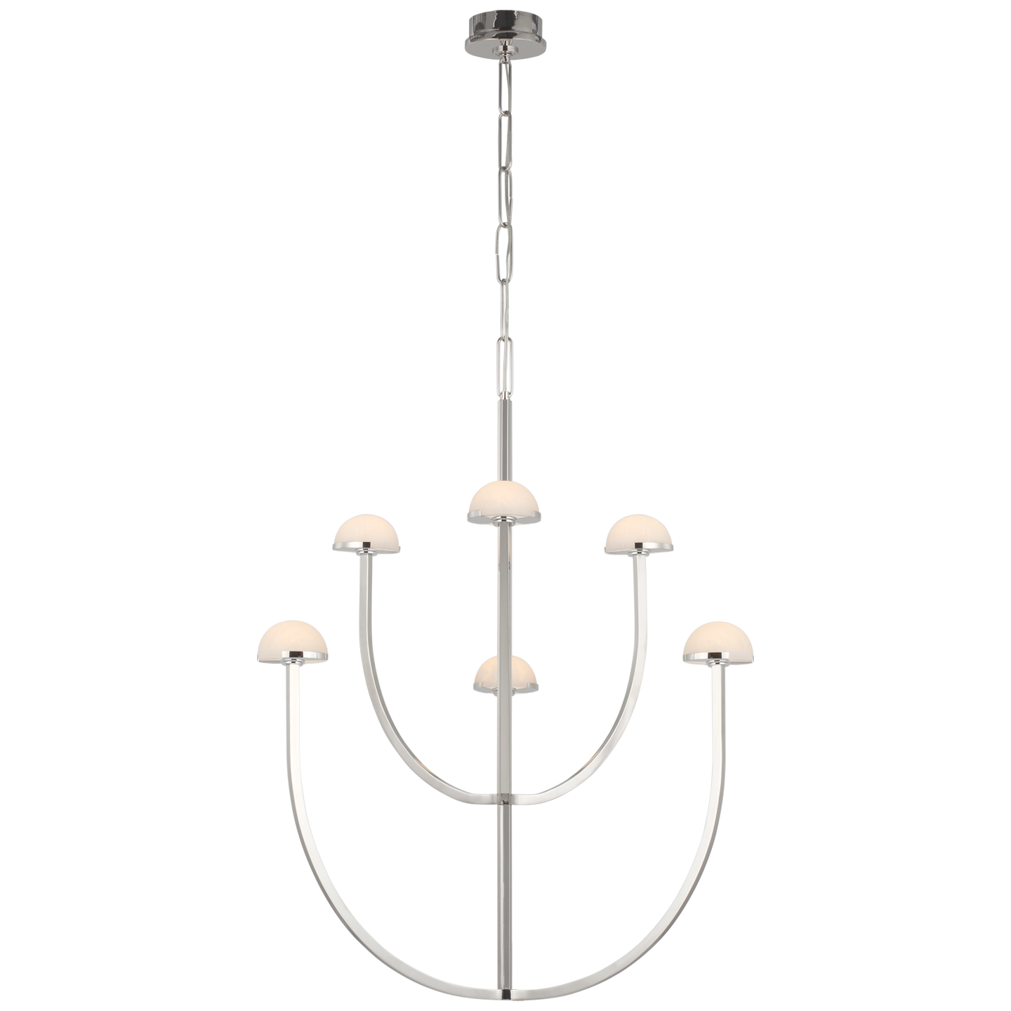 Pedra Large Two-Tier Chandelier in Polished Nickel with Alabaster