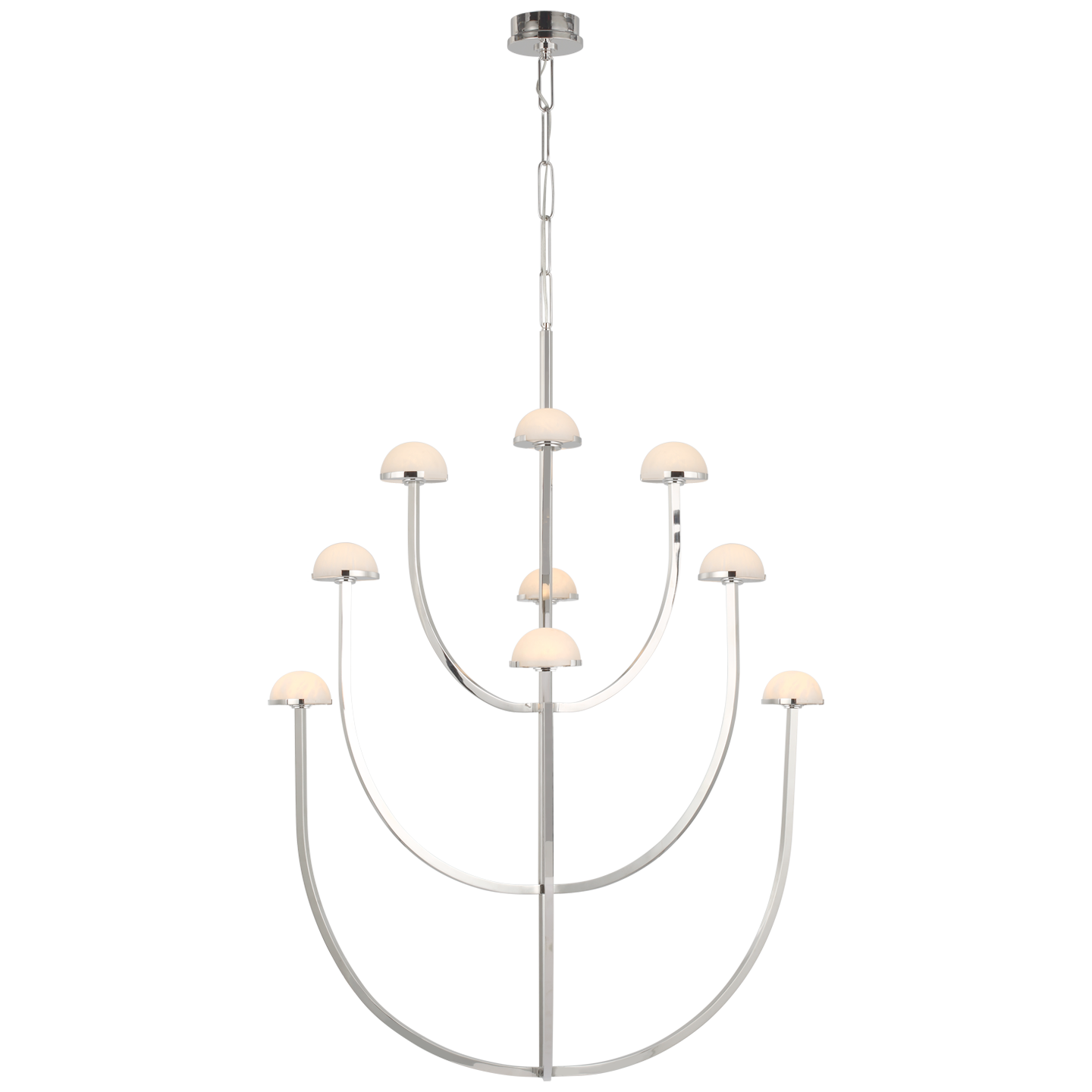 Pedra X-Large Three-Tier Chandelier in Polished Nickel with Alabaster