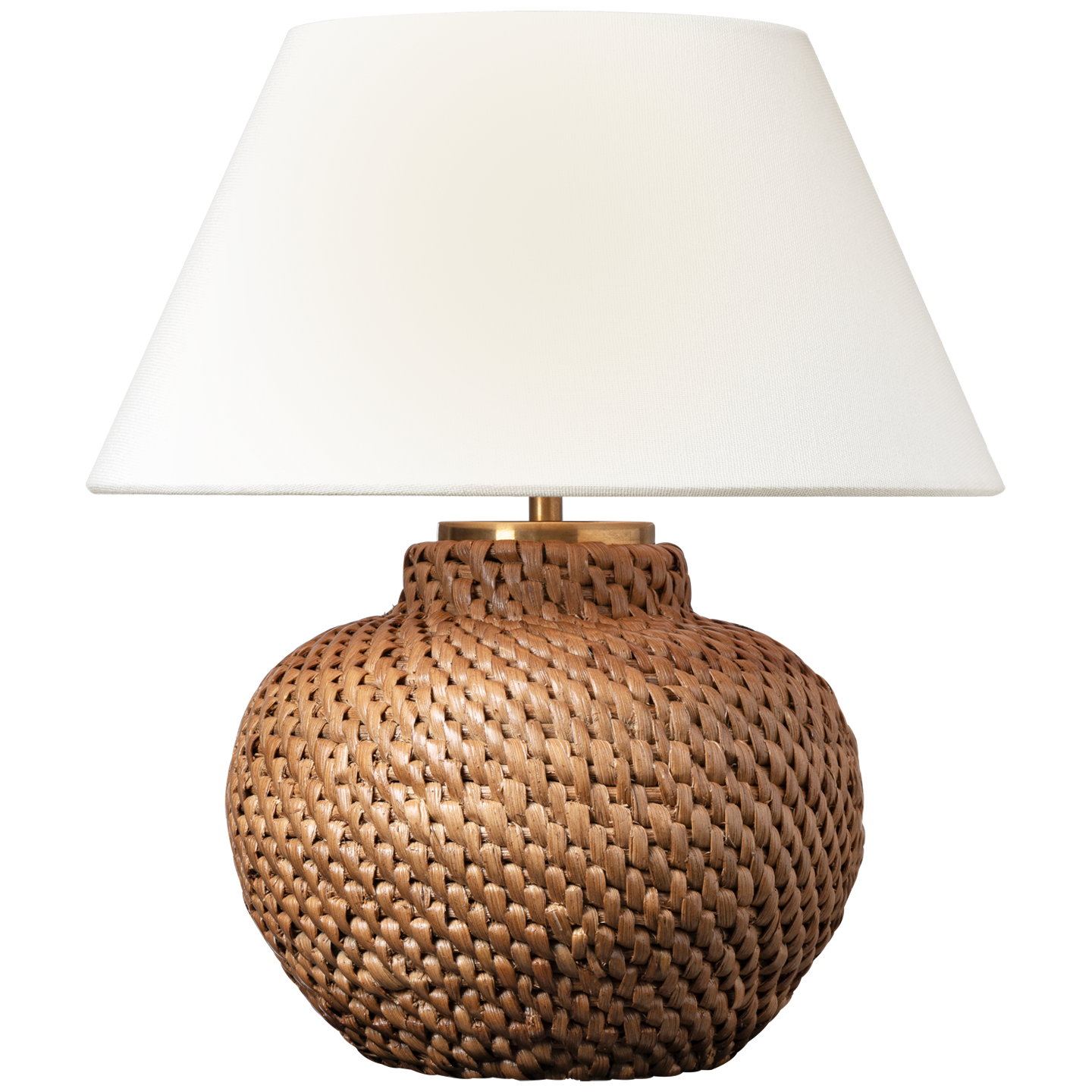 Avedon 12" Cordless Accent Lamp in Natural Rattan with Linen Shade