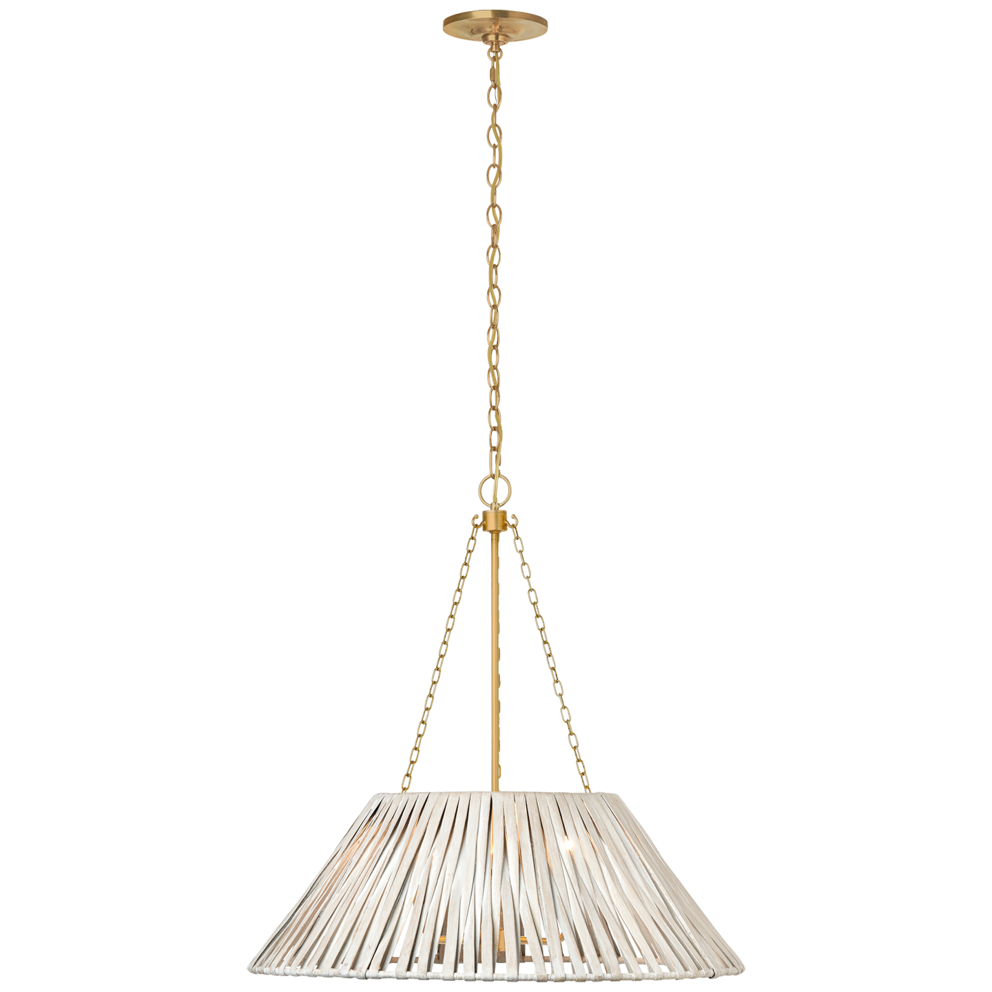 Corinne 24" Wrapped Hanging Shade in Soft Brass with White Wicker Shade