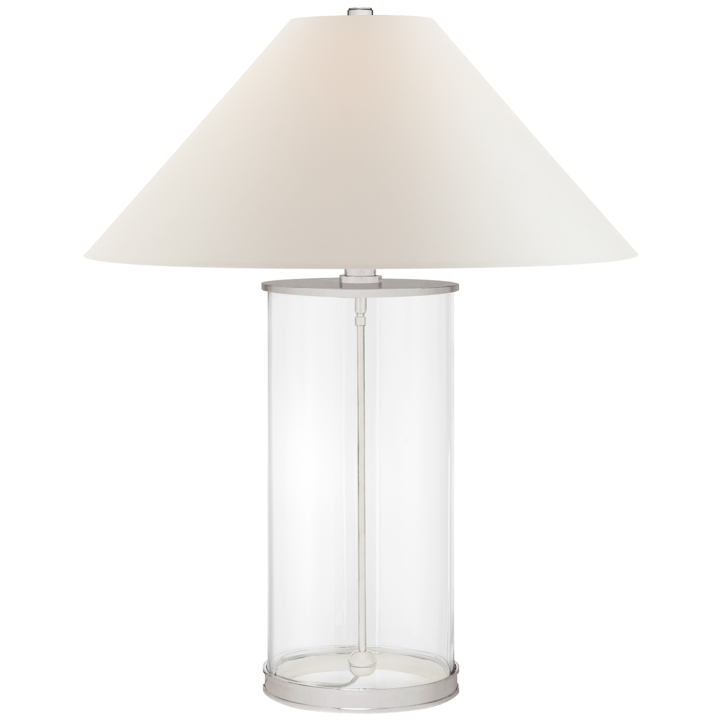 Modern Table Lamp in Polished Silver with White Paper Shade