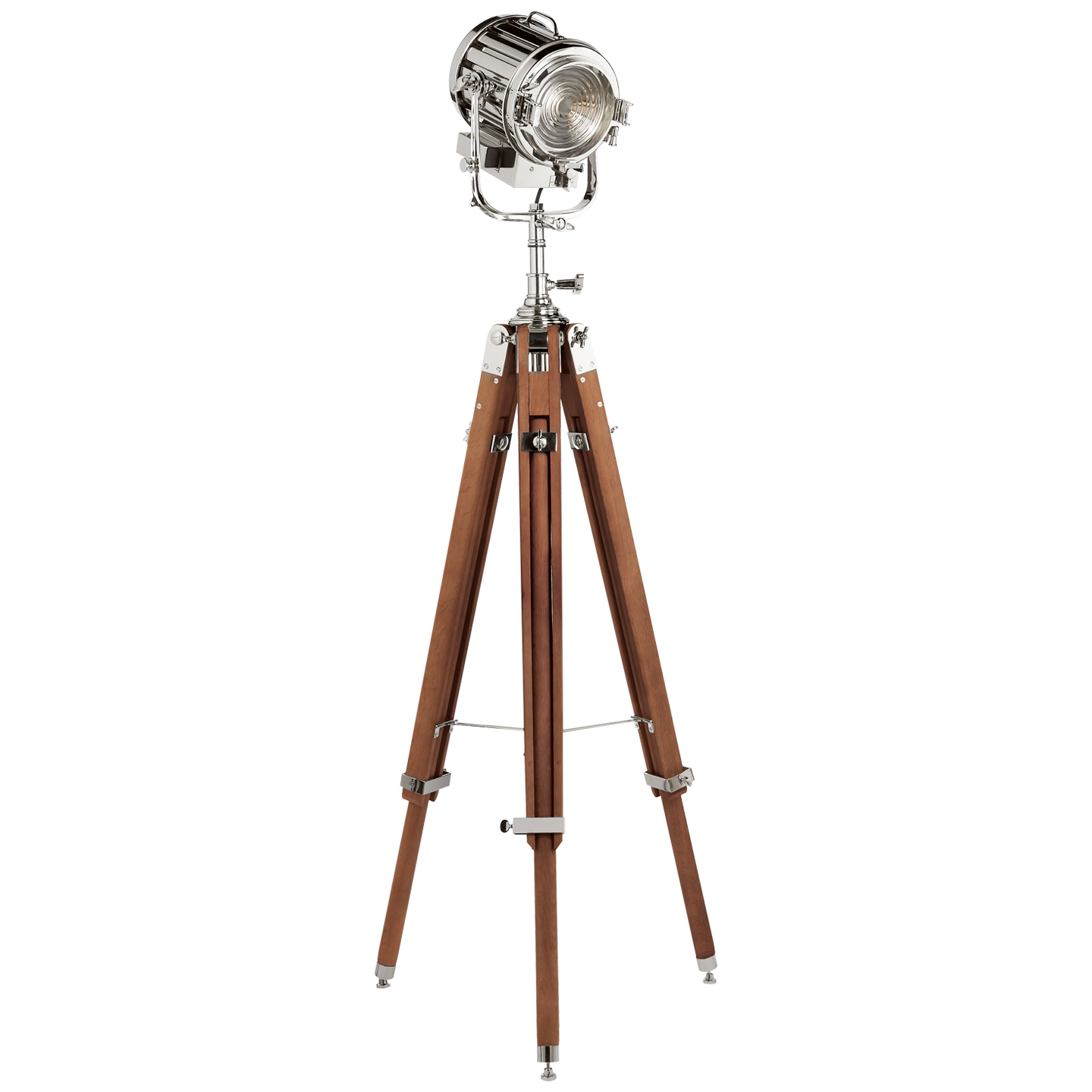 Montauk Search Light Floor Lamp in Mahogany and Polished Nickel