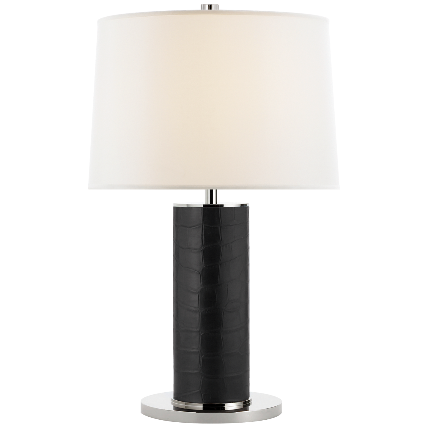 Beckford Table Lamp in Black Faux Croc with Linen Shade