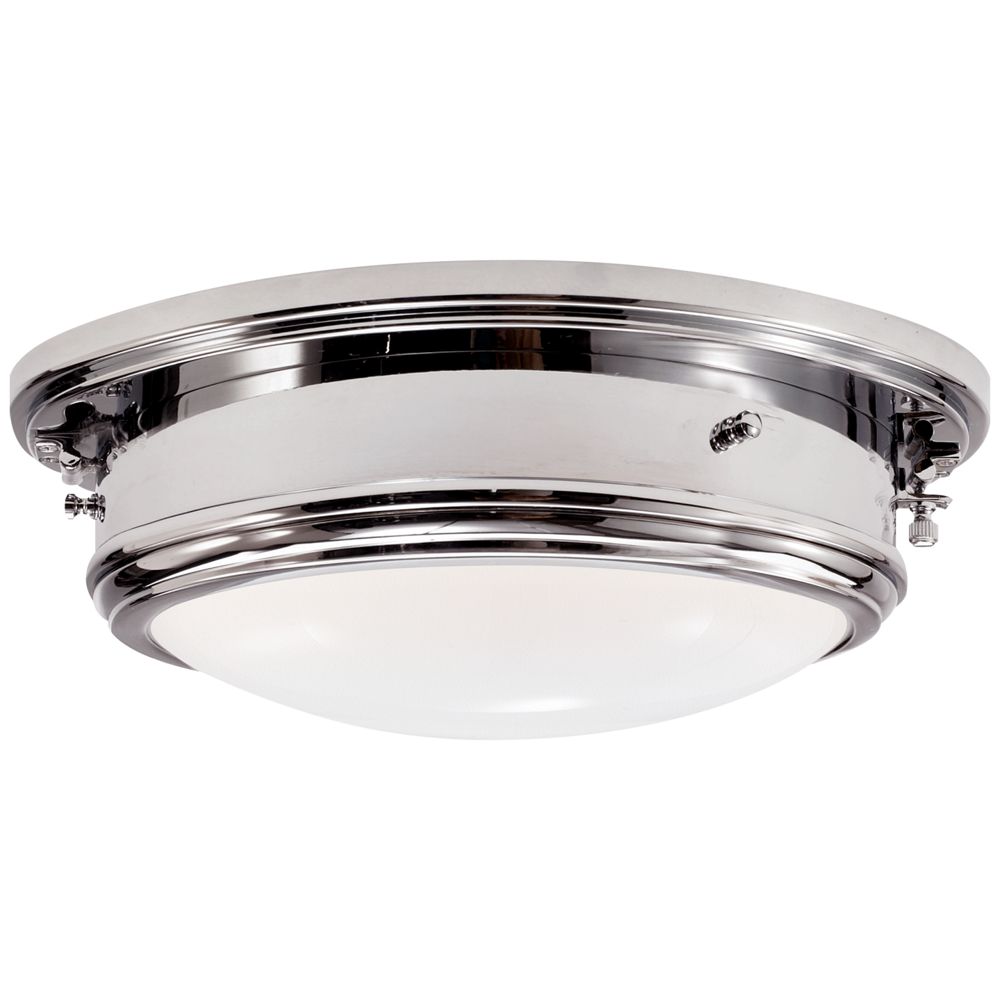 Marine Porthole Medium Flush Mount in Polished Nickel with White Glass