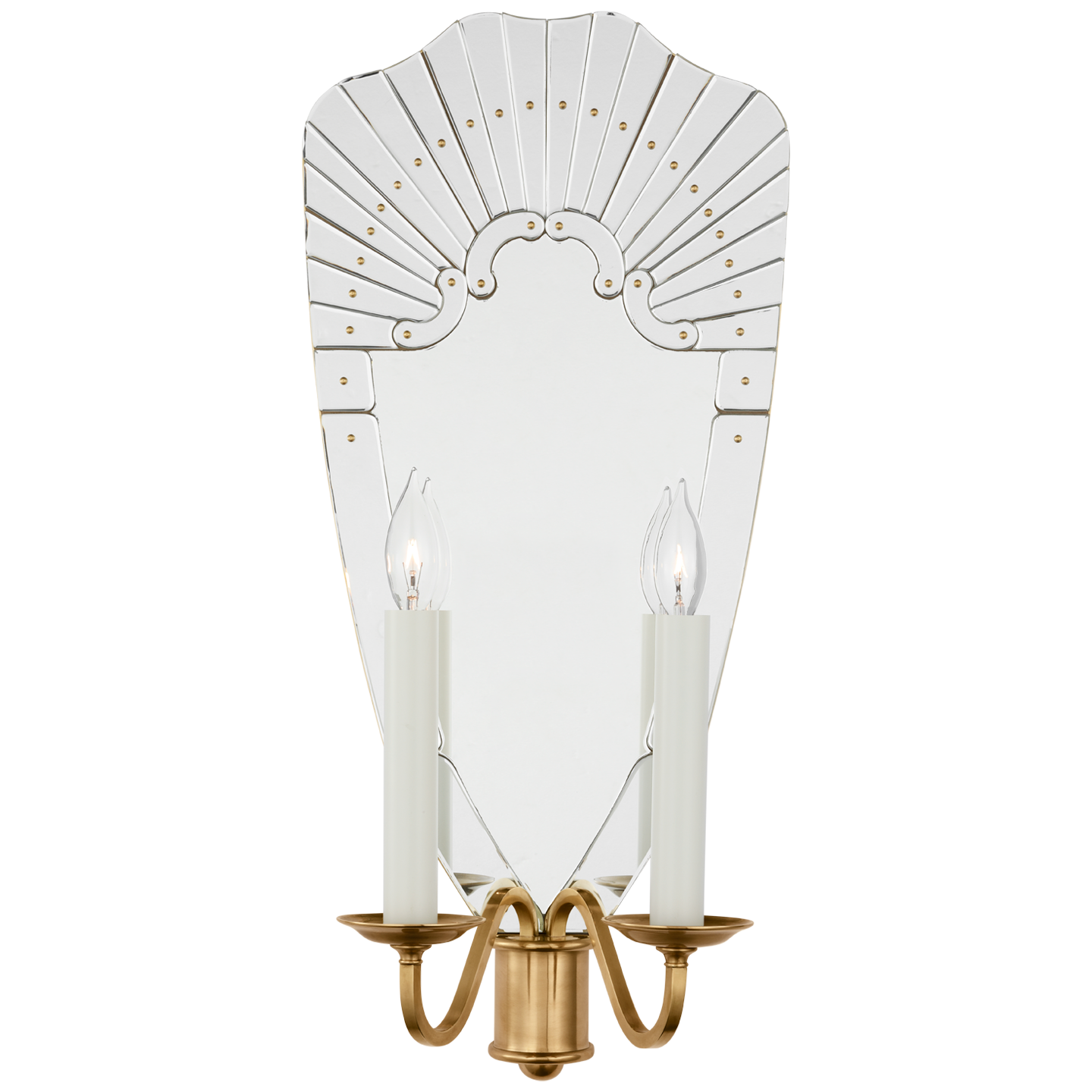 Adelaide Extra Large Double Sconce in Mirror and Natural Brass