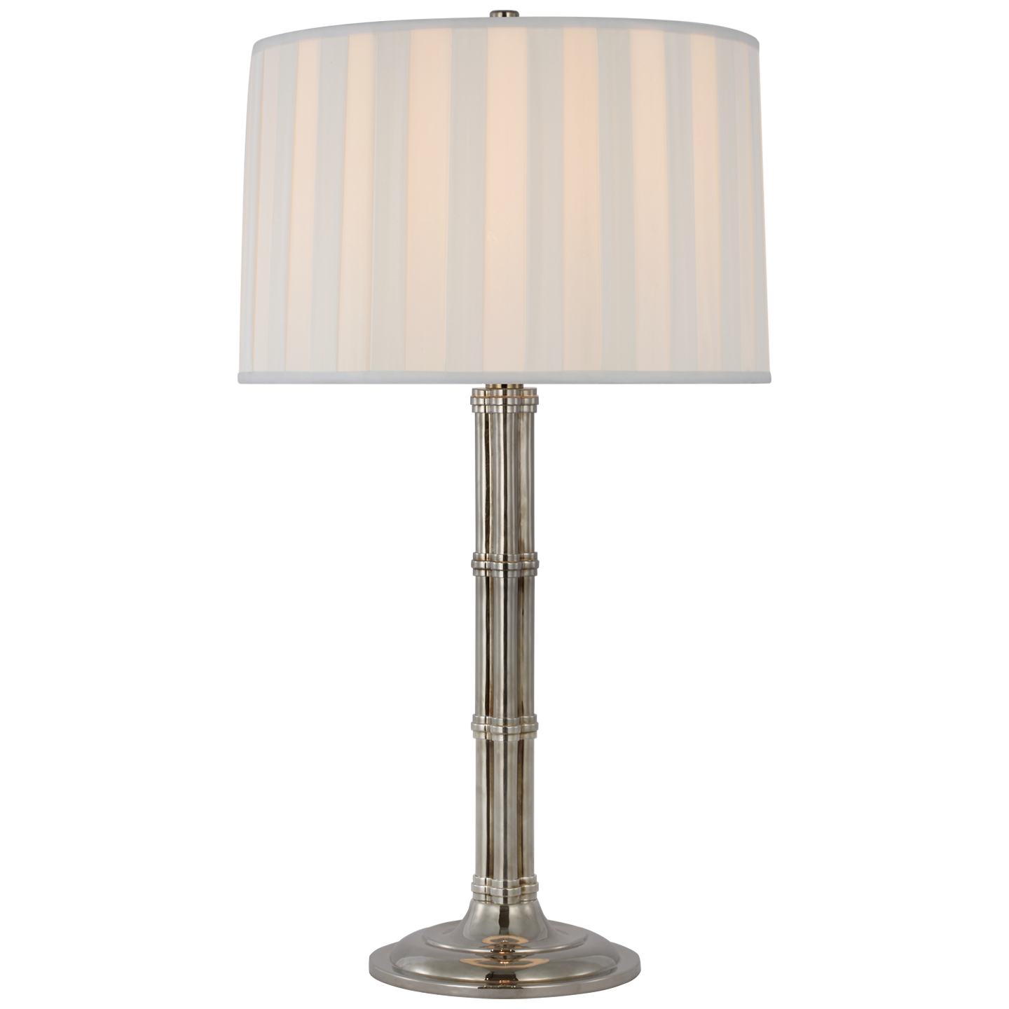 Downing Large Table Lamp in Butler's Silver with Silk Box Pleat Shade