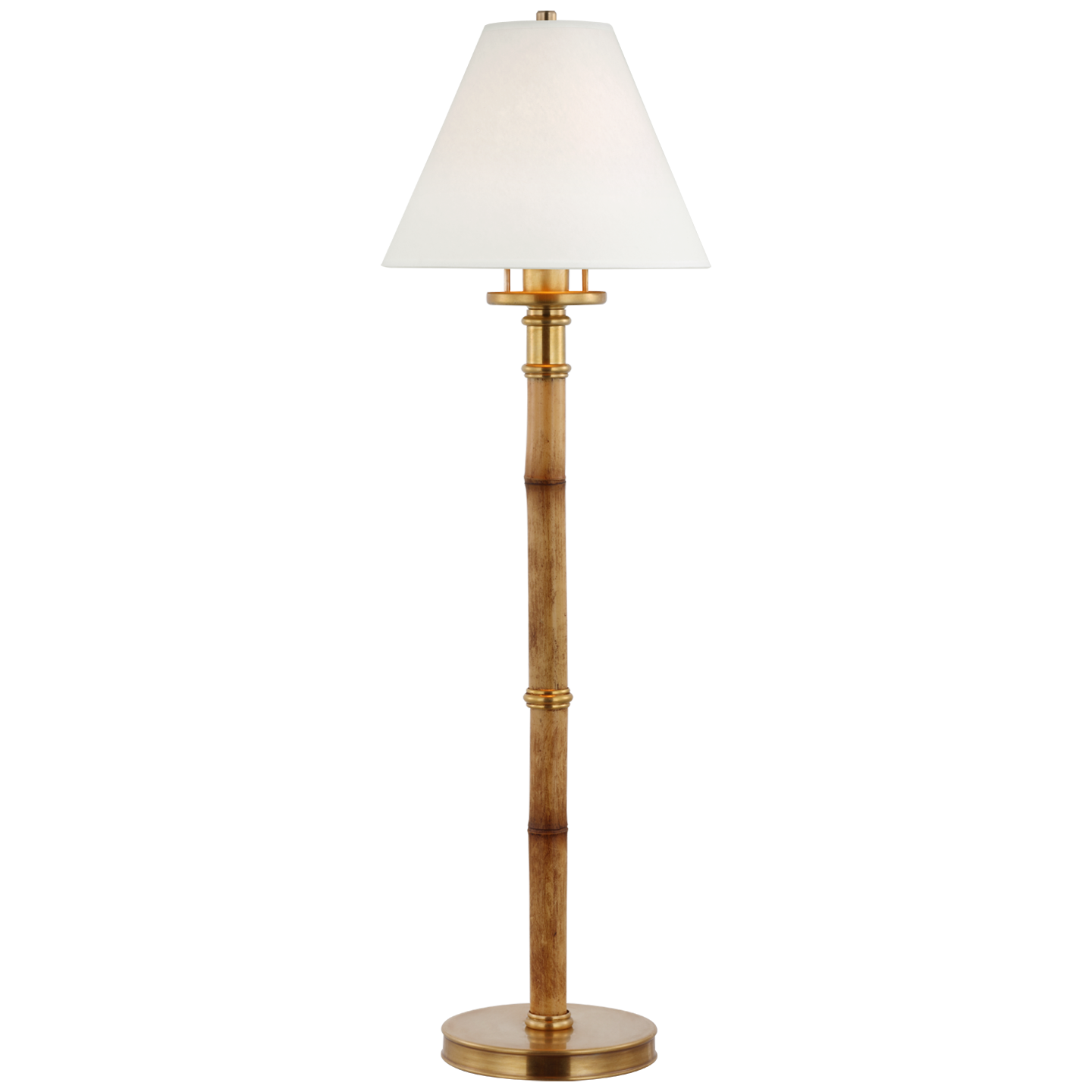 Dalfern Desk Lamp in Waxed Bamboo and Natural Brass with White Parchment Shade