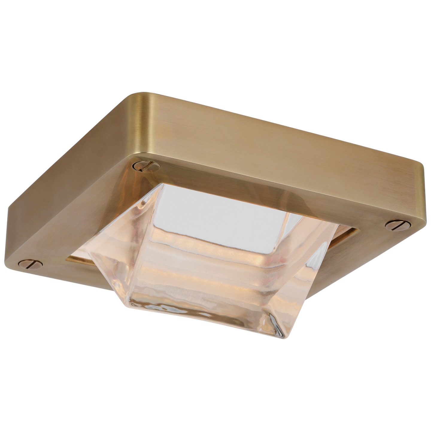 Rolland 5" Solitaire Flush Mount in Natural Brass and Clear Glass