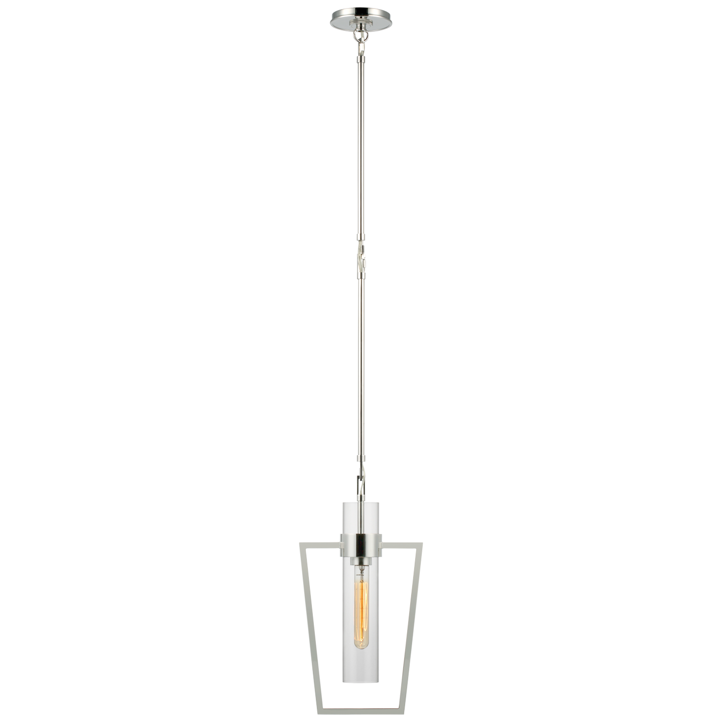 Presidio Petite Caged Pendant in Polished Nickel with Clear Glass