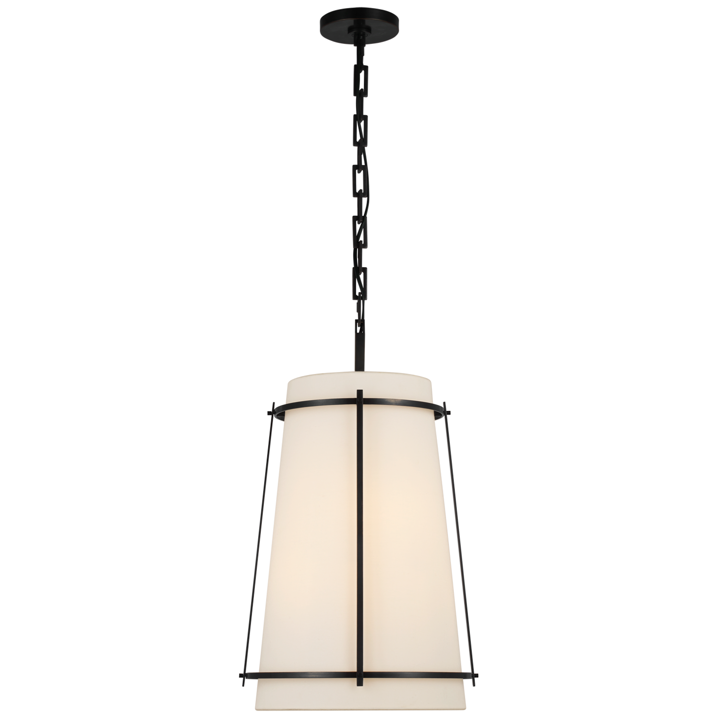 Callaway Medium Hanging Shade in Bronze with Linen Shade and Frosted Acrylic Diffuser