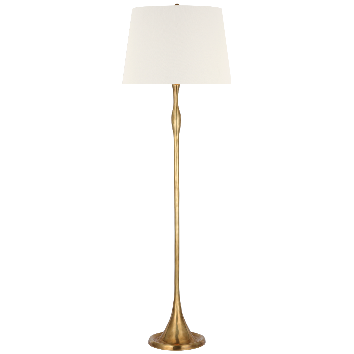 Romero Medium Floor Lamp in Hand-Rubbed Antique Brass with 18" Linen Empire Shade