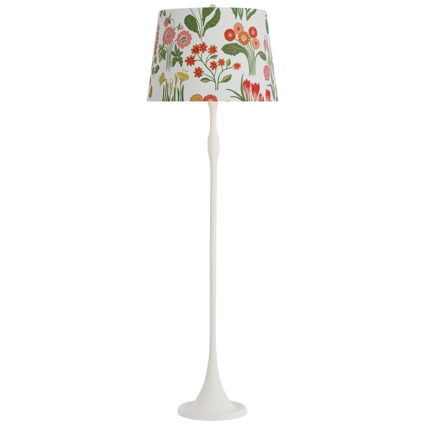 Romero Medium Floor Lamp in Plaster White with Schumacher 18" Pink Carly Empire Shade