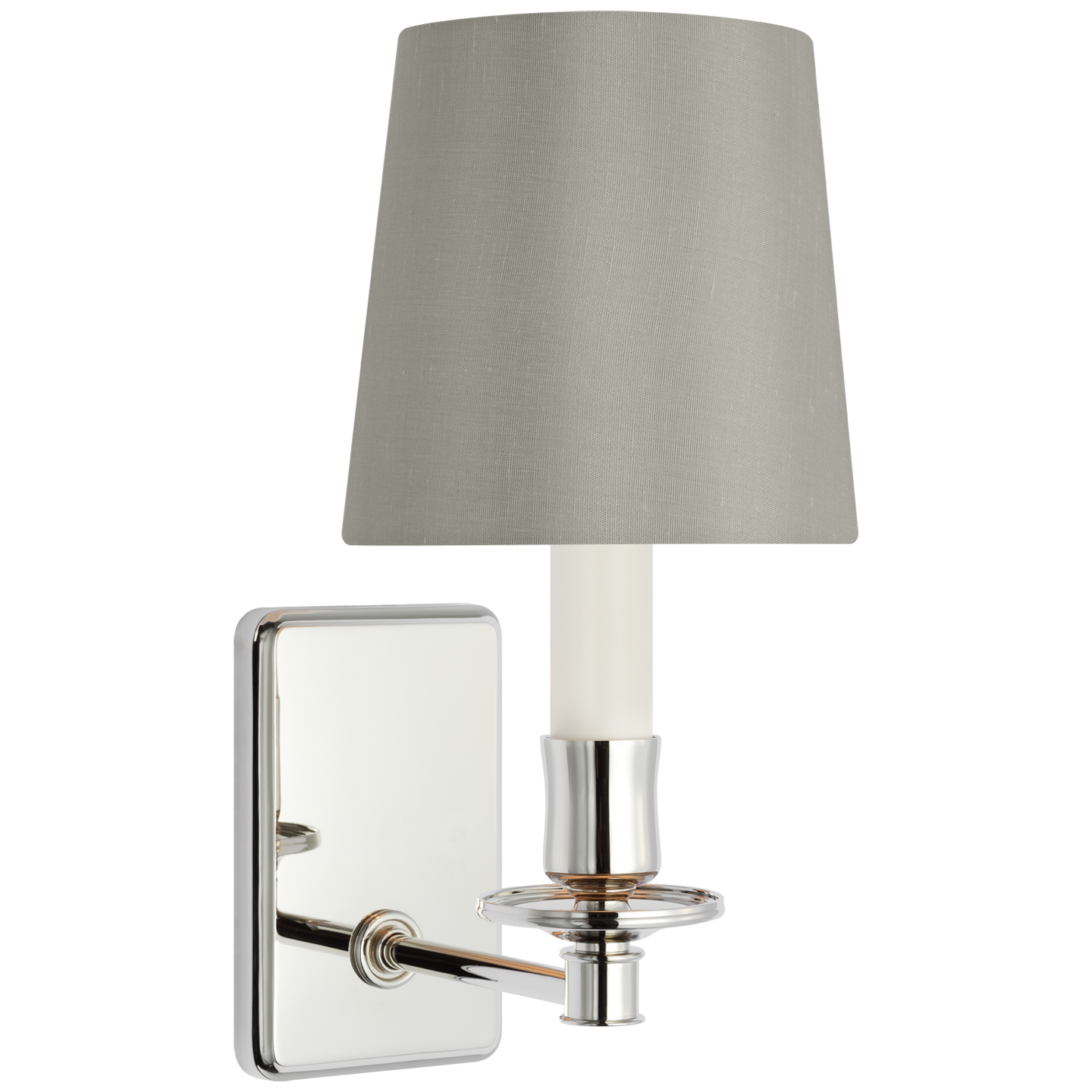 Tara 12" Sconce in Polished Nickel with 5" Mist Silk Empire Shade