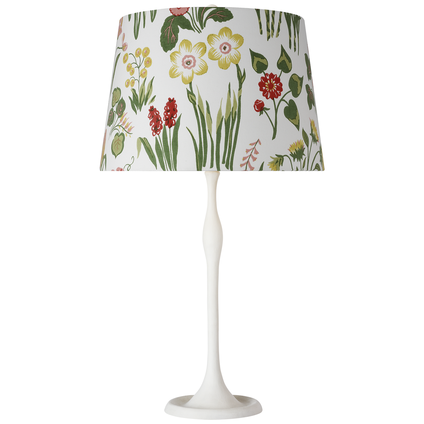 Romero Medium Table Lamp in Plaster White with Schumacher 16" Pink Carly Empire Shade