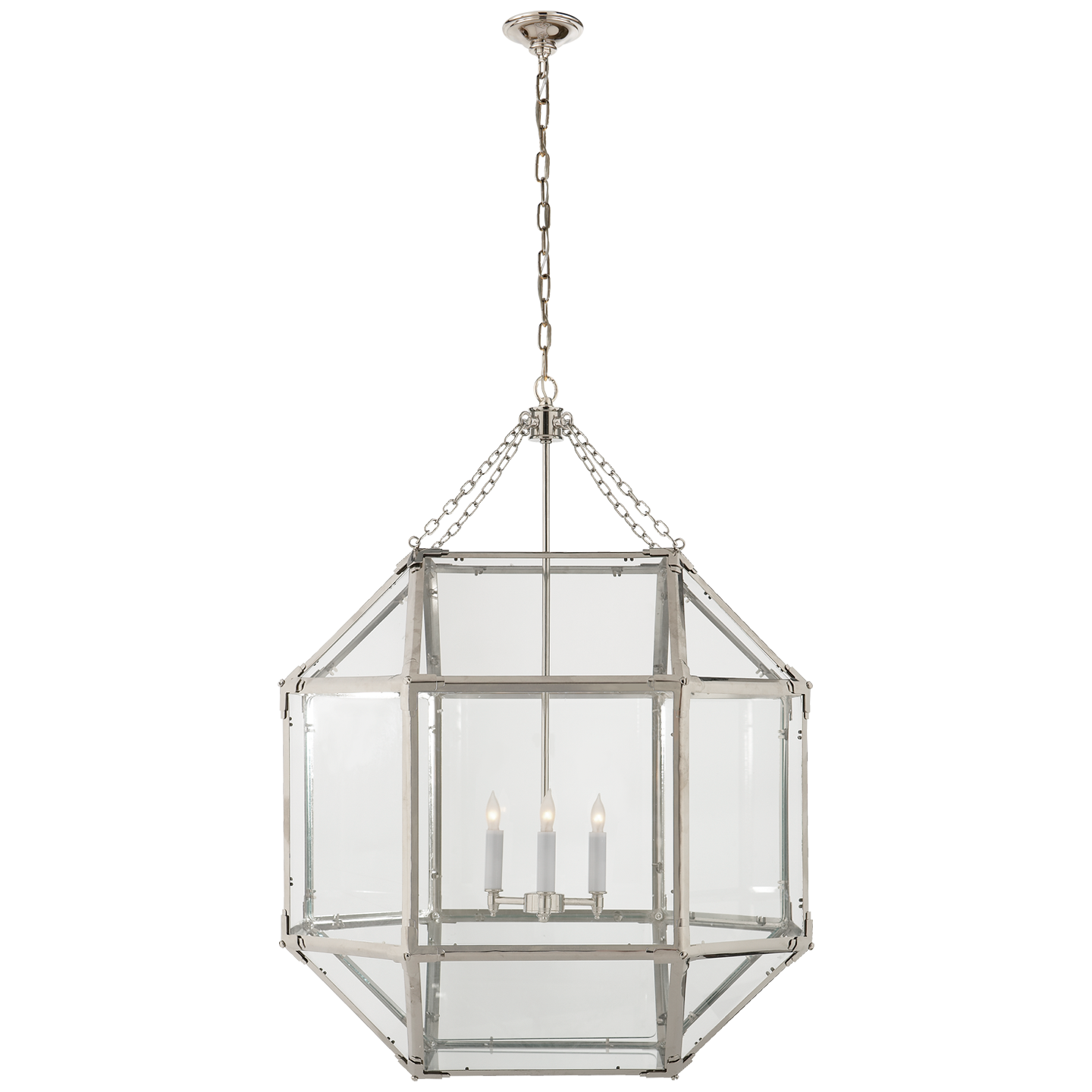 Morris Large Lantern in Polished Nickel with Clear Glass