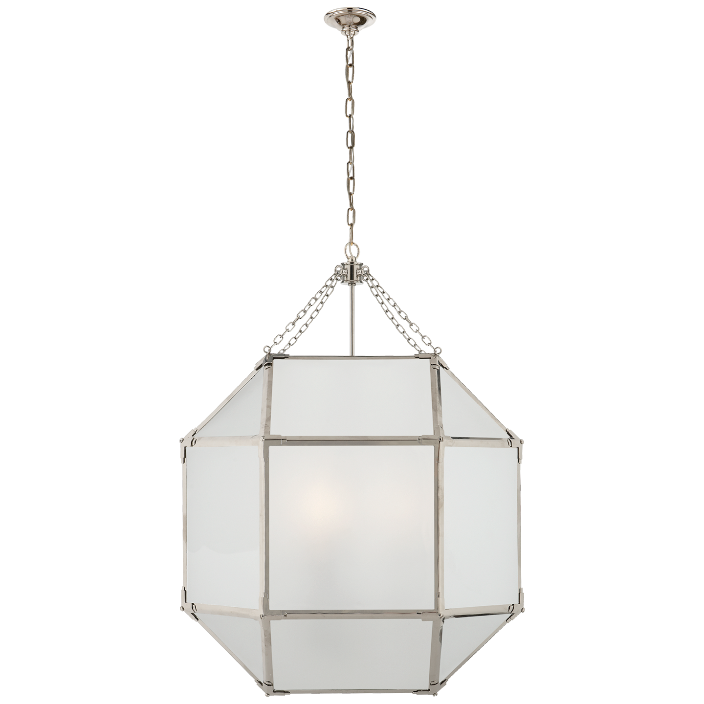 Morris Large Lantern in Polished Nickel with Frosted Glass